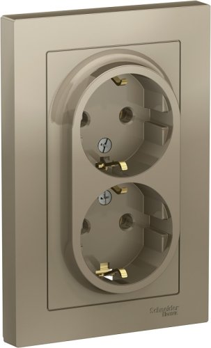 Розетка с заземлением Systeme Electric AtlasDesign 1-м. 2 мод. шампань картинка